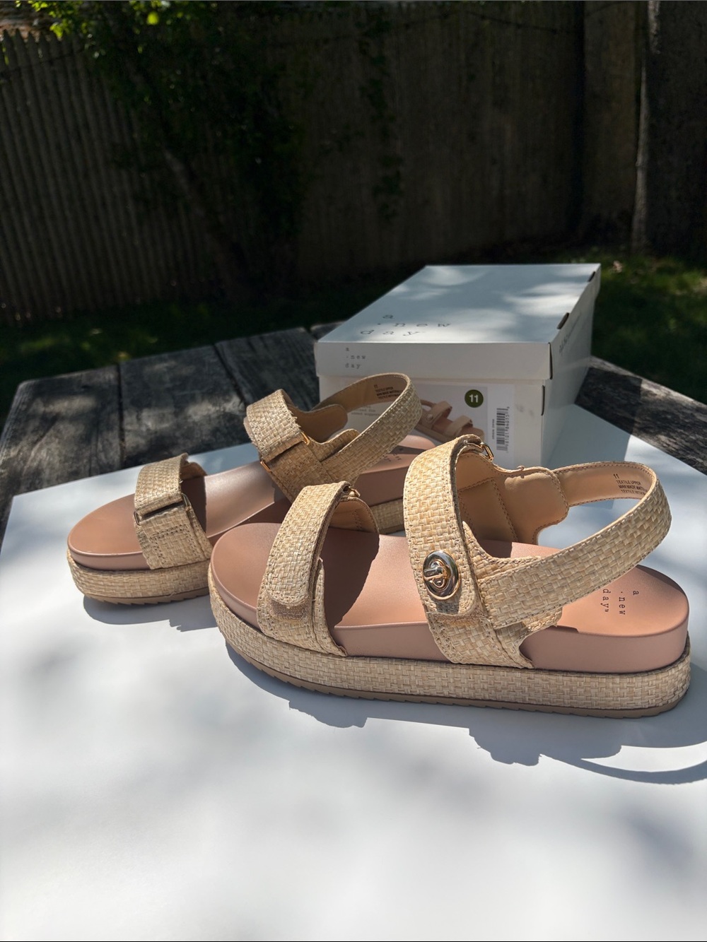 A New Day- Natural Woven Platform Sandals Sz 11 - Picture 5 of 9